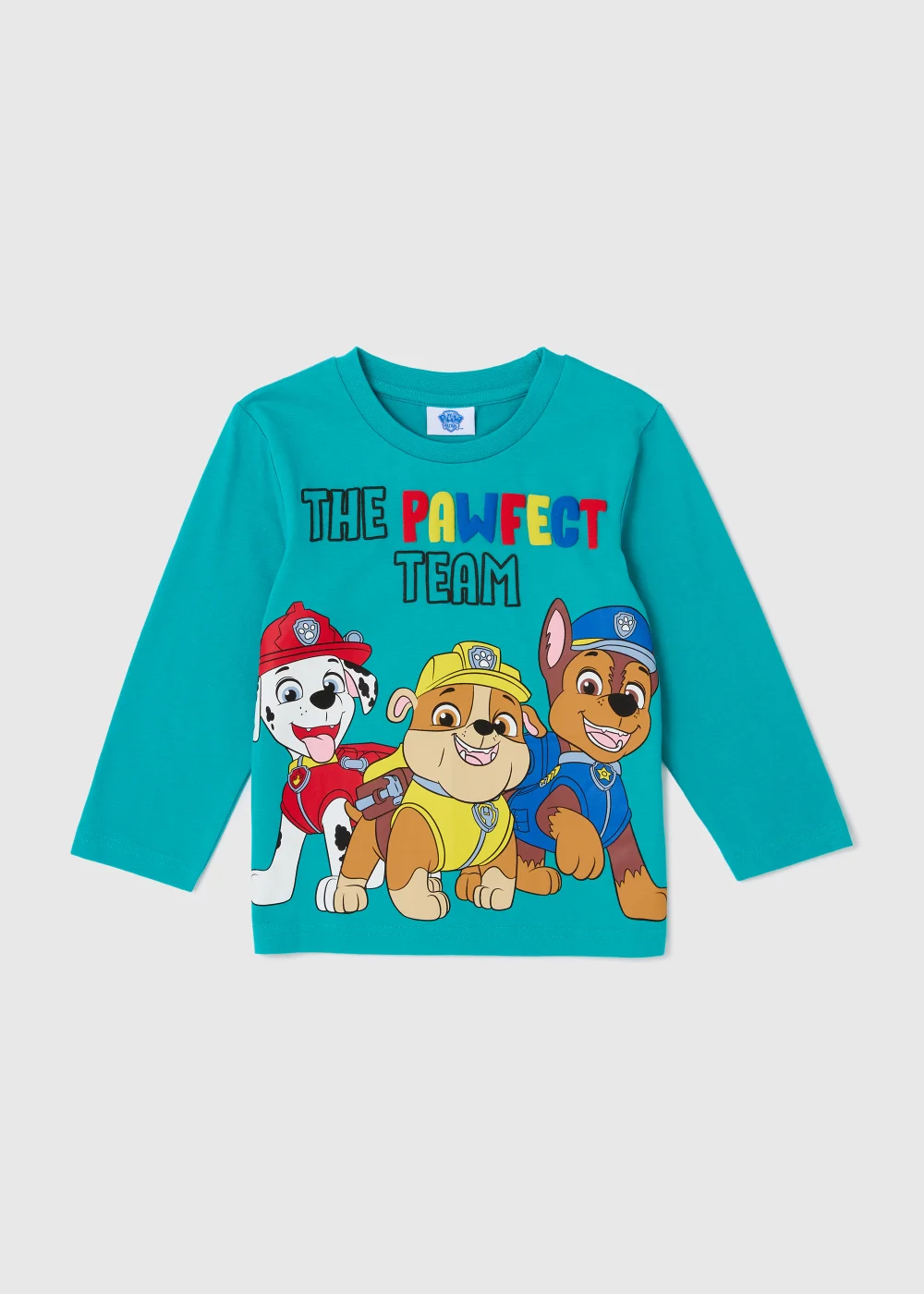 Kids Turquoise Paw Patrol Print Long Sleeve T-Shirt (9mths-6yrs) - Age 9 - 12 Months Image 1