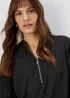 Et Vous Black Zip Up Blouse - Size 8 Image 6