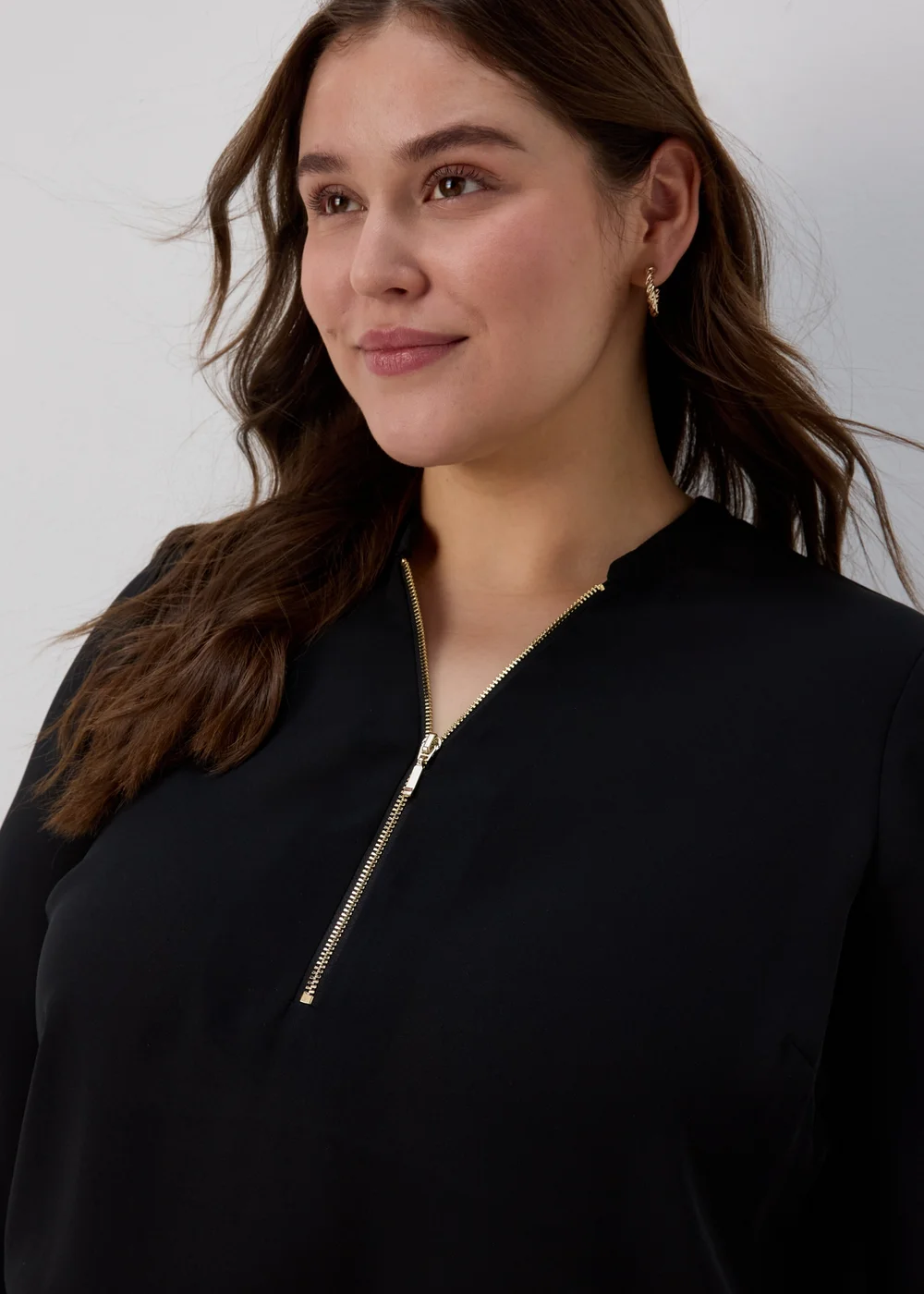 Et Vous Black Zip Up Blouse - Size 8 Image 5