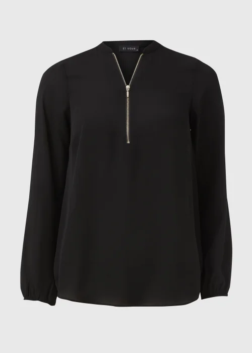 Et Vous Black Zip Up Blouse - Size 8 Image 9
