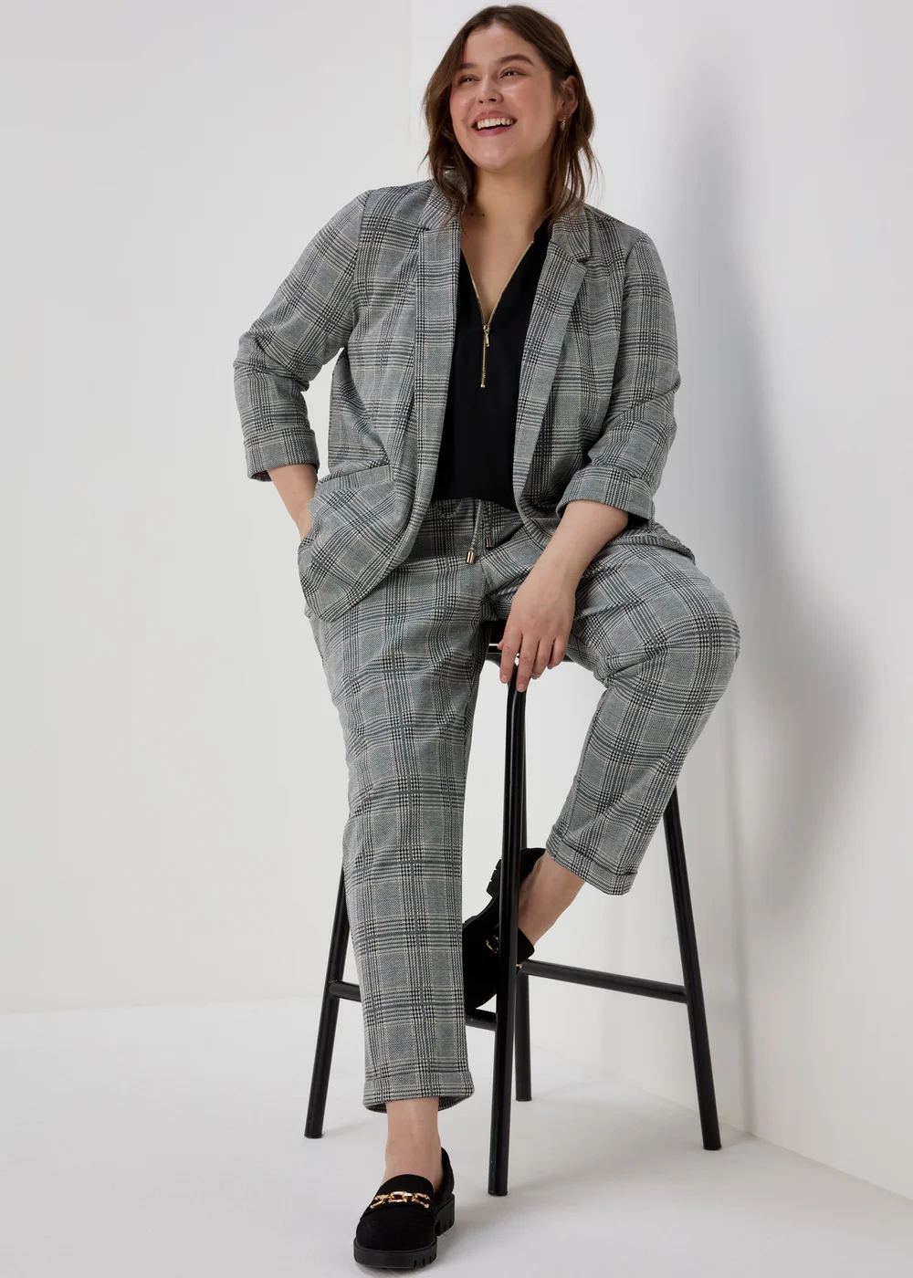 Et Vous Grey Check Ponte Blazer - 8 Image 4