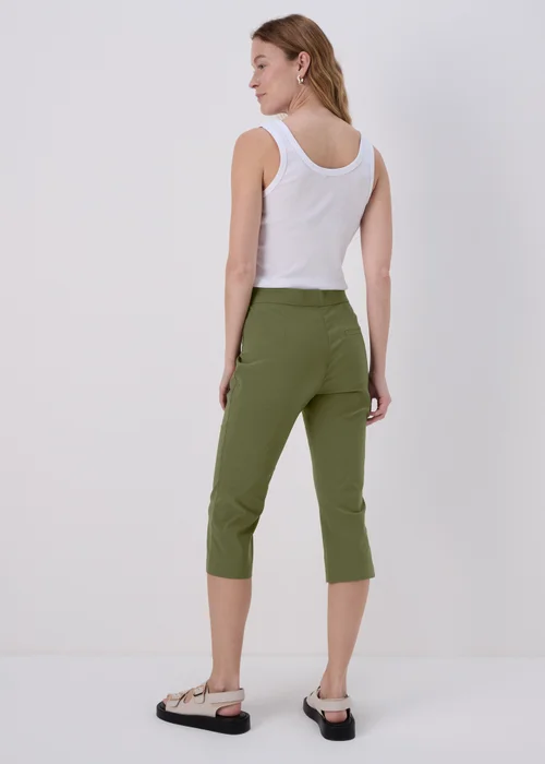 Khaki Bengaline Crop Trousers - 8 Image 2