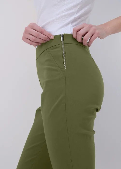 Khaki Bengaline Crop Trousers - 8 Image 3