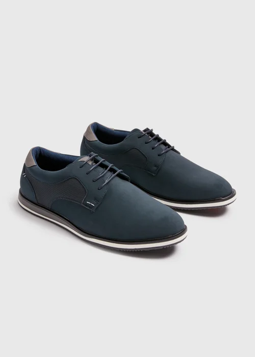 Navy Derby Wedge Shoes - Size 6 Image 1