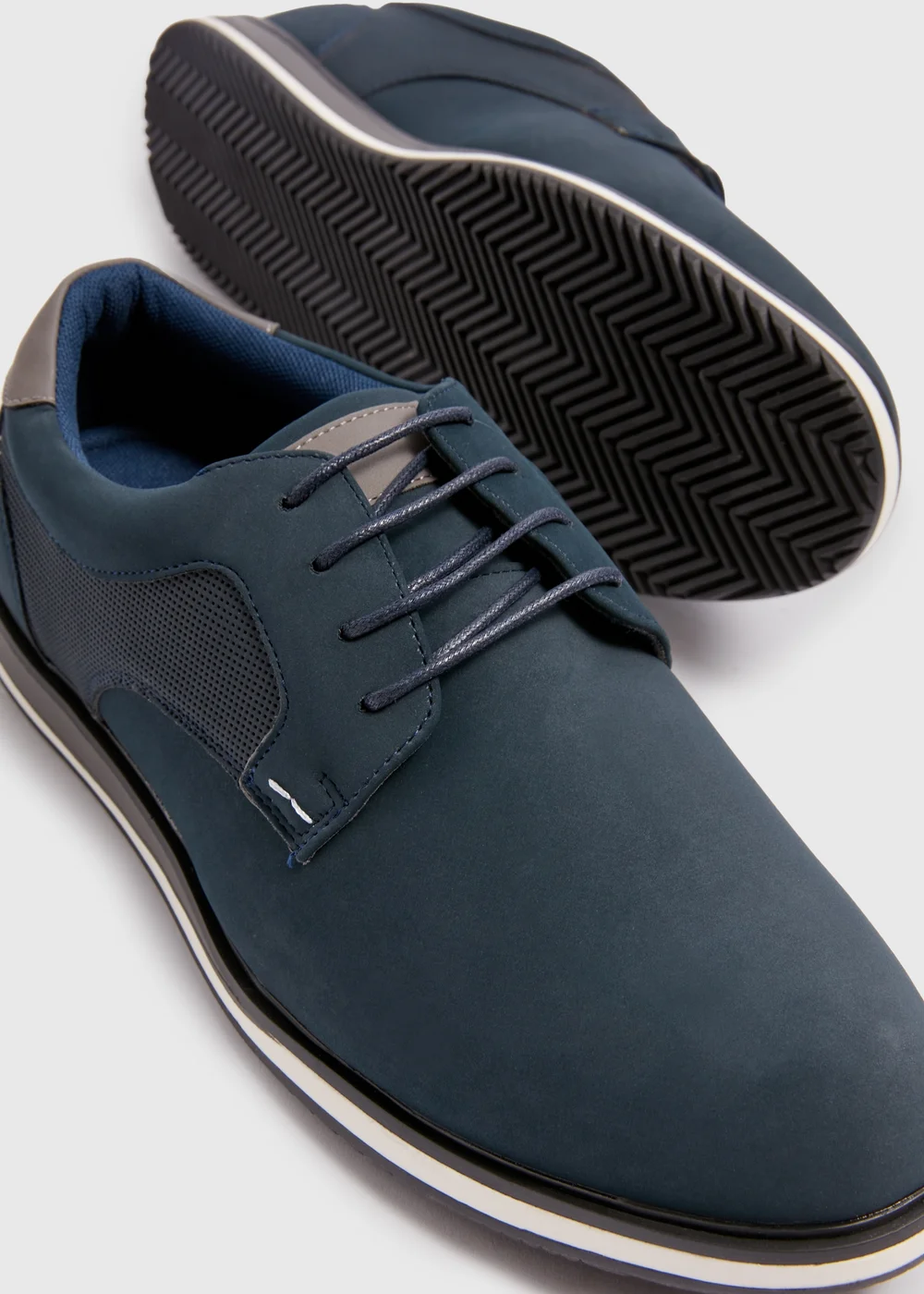Navy Derby Wedge Shoes - Size 6 Image 2