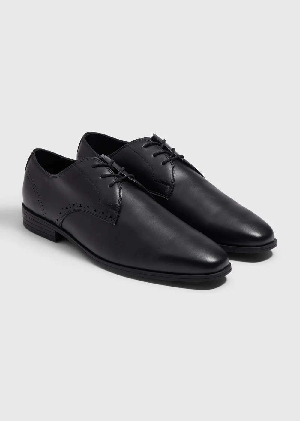Black PU Derby Wide Fit Formal Shoes - Size 6 Image 1