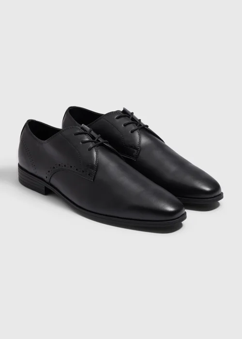 Black PU Derby Wide Fit Formal Shoes - Size 6 Image 1