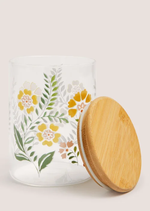Small Floral Folk Glass Jar (9cm x 13cm) Image 2