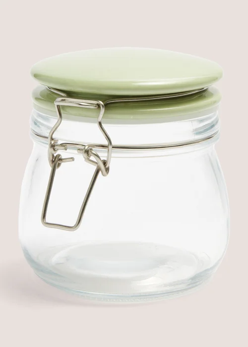 Green Clip Lock Glass Jar (10cm x 11cm) Image 1