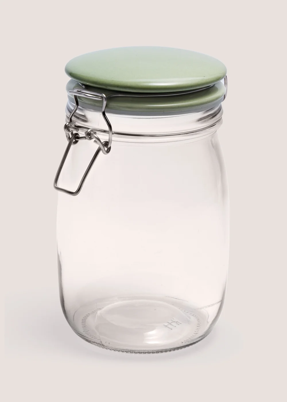 Green Glass Clip Lock Jar (10cm x 18 cm) Image 1