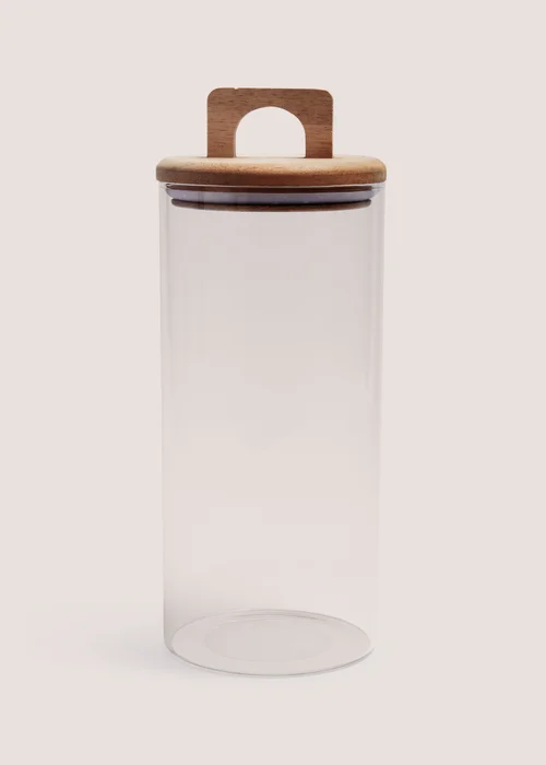 Large Glass Jar With Handle & Lid (10cm x 22cm) Image 1
