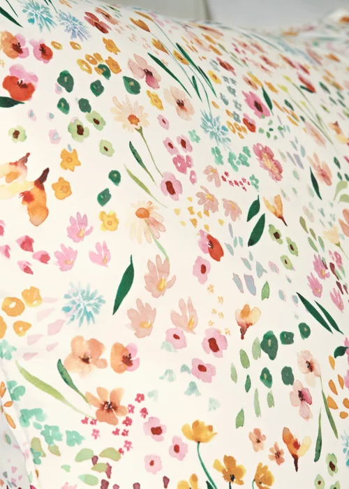 Multicoloured Watercolour Floral Duvet Set - Single Image 3