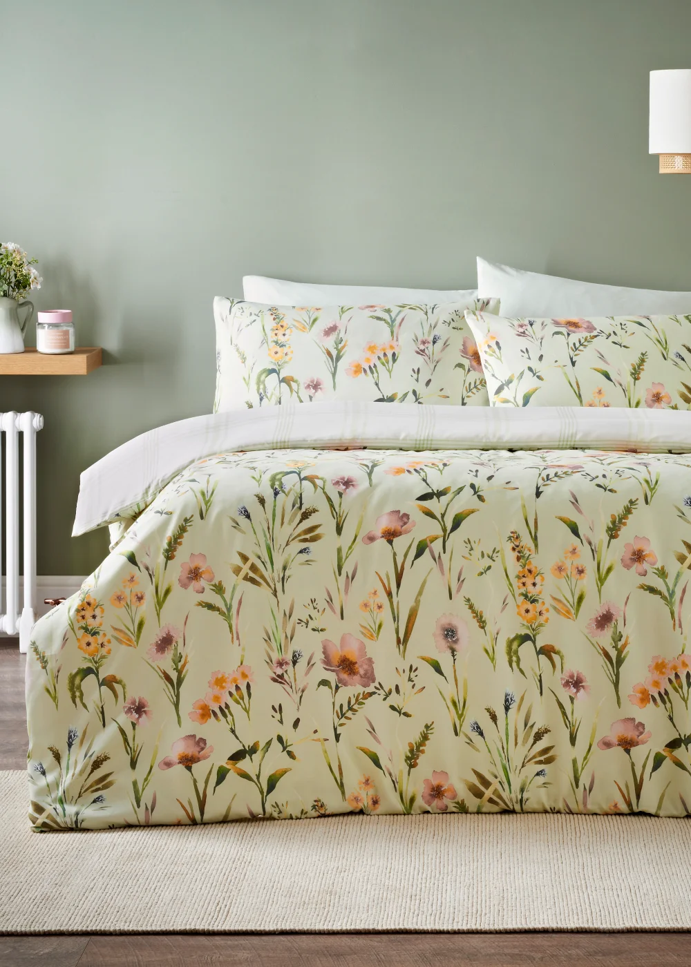 Green Floral Duvet Set - Single Image 1