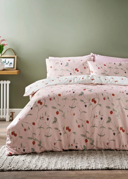 Pink Strawberry Duvet Set - Single Image 1