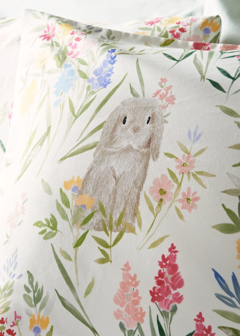 White Floral Rabbit Duvet Set - Single Image 2