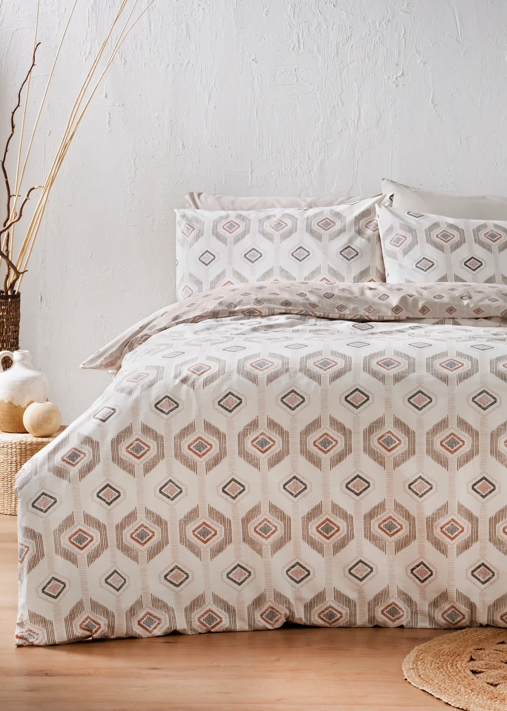 Cream Aztec Duvet Set - Single Image 1
