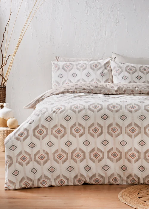 Cream Aztec Duvet Set - Single Image 1