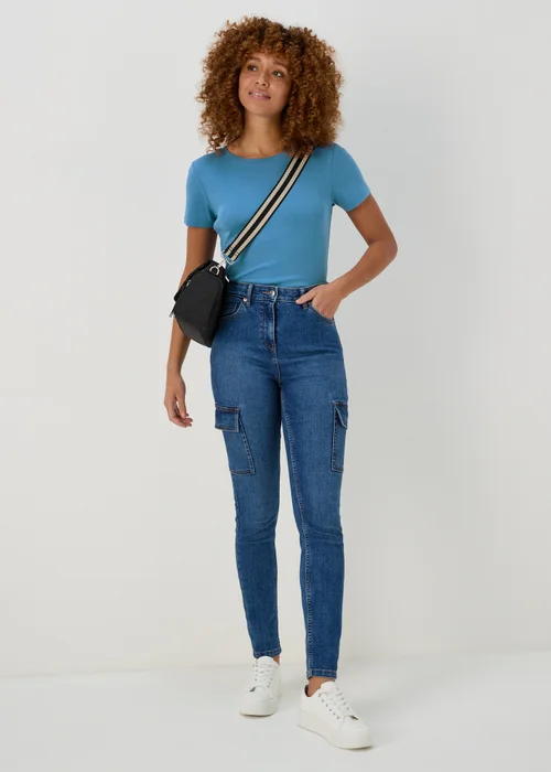 Blue Short Sleeve Fitted T-Shirt - 8 Image 4