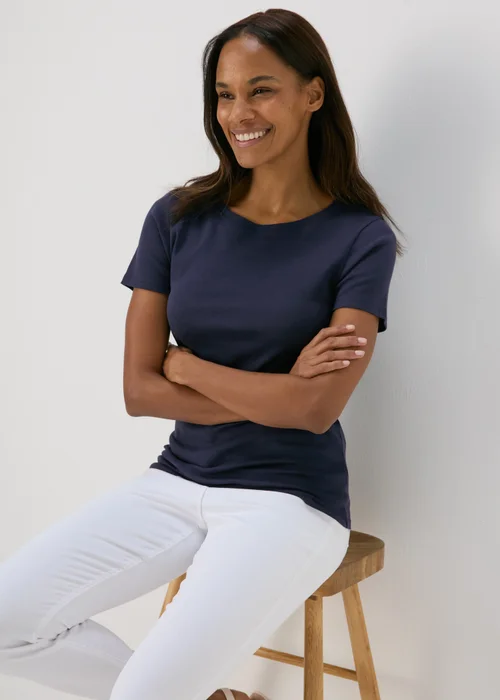 Navy Short Sleeve Fitted T-Shirt - 8 Image 1