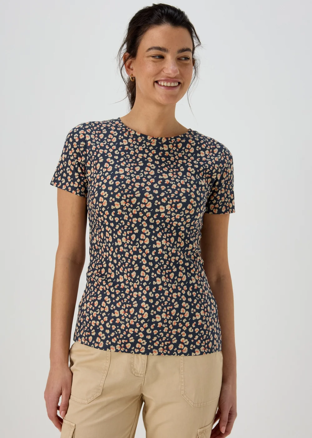 Navy Leopard Print Perfect T-Shirt - 8 Image 4