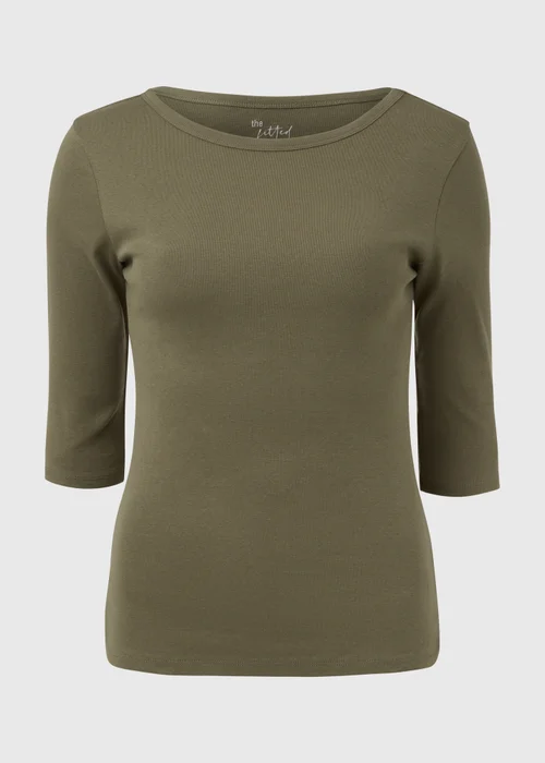 Khaki 3/4 Sleeve T-Shirt - 8 Image 5