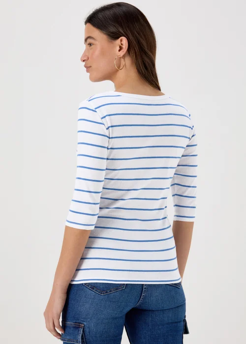 Blue Stripe 3/4 Sleeve T-Shirt - 8 Image 2