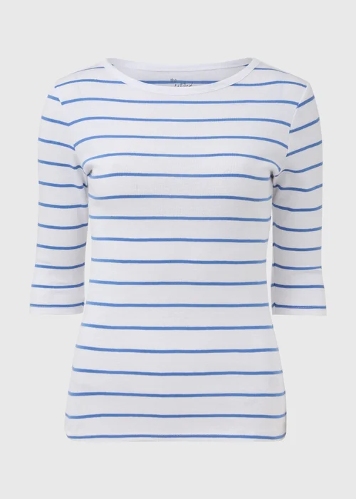 Blue Stripe 3/4 Sleeve T-Shirt - 8 Image 5