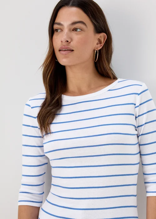 Blue Stripe 3/4 Sleeve T-Shirt - 8 Image 3