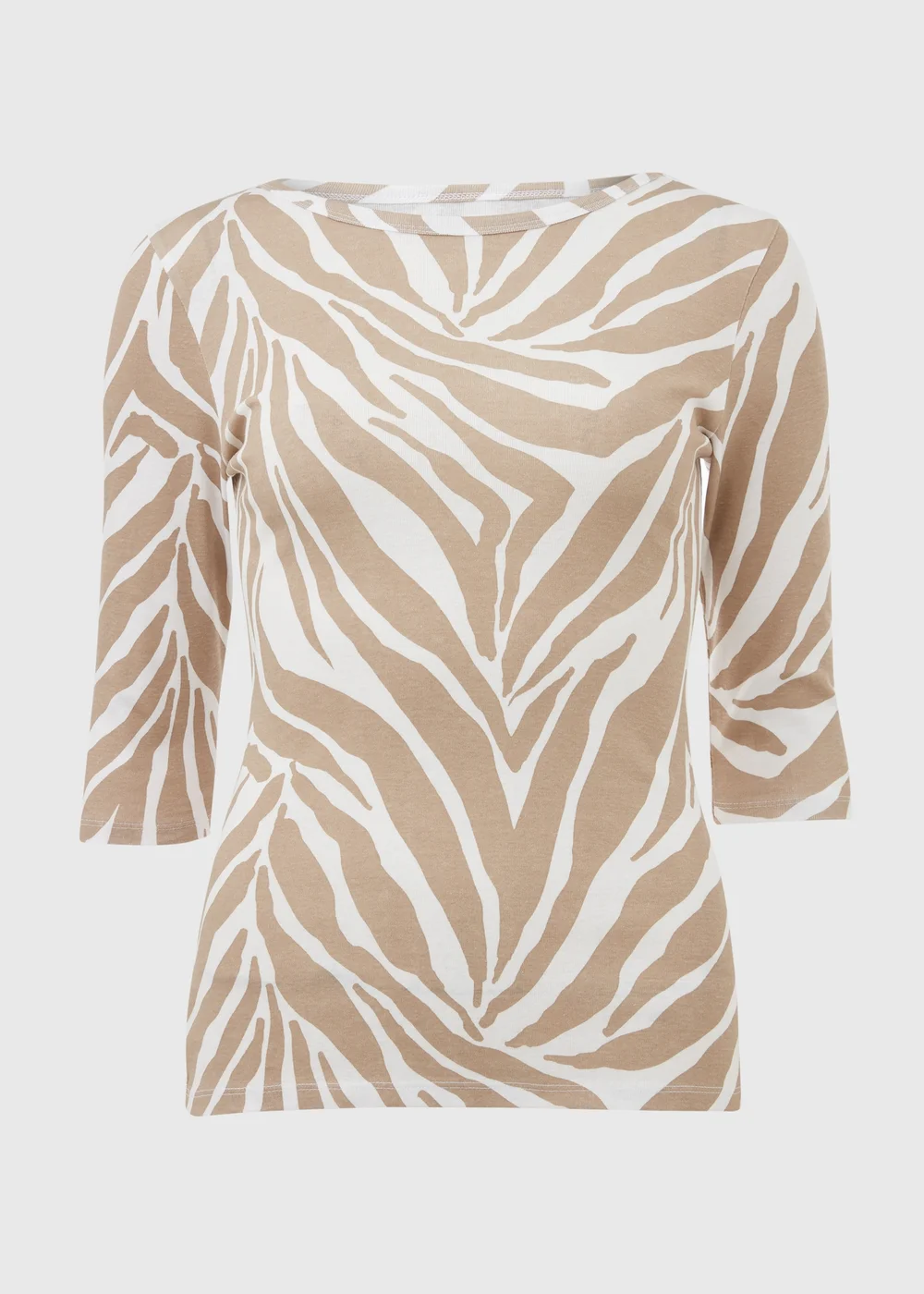 Beige Zebra 3/4 Sleeve T-Shirt - 8 Image 5