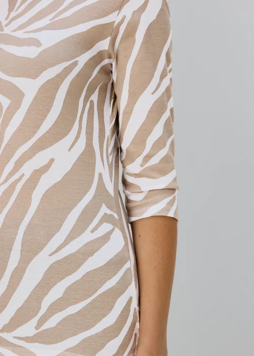 Beige Zebra 3/4 Sleeve T-Shirt - 8 Image 3