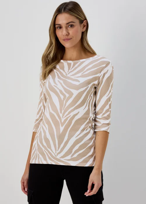 Beige Zebra 3/4 Sleeve T-Shirt - 8 Image 4