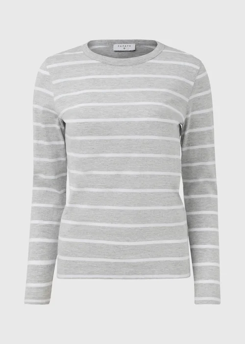 Grey & White Stripe Long Sleeve T-Shirt - Size 8 Image 5