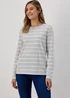 Grey & White Stripe Long Sleeve T-Shirt - Size 8 Image 4