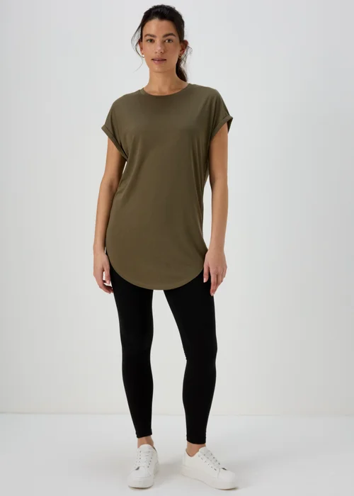 Khaki Longline T-Shirt - S Image 1