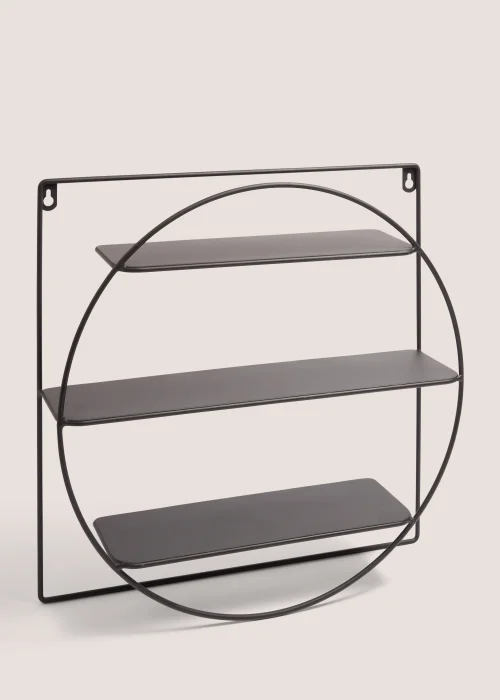 Black Metal Round Shelf (44x44x10cm) Image 1