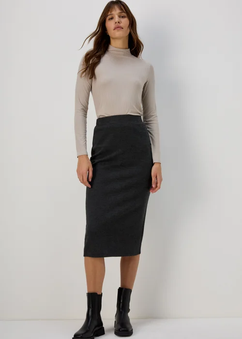 Charcoal Soft Touch Midi Skirt - Size 8 Image 4