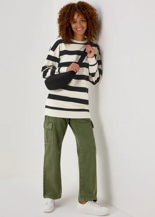 Black & Cream Stripe Sweatshirt - S Image 4