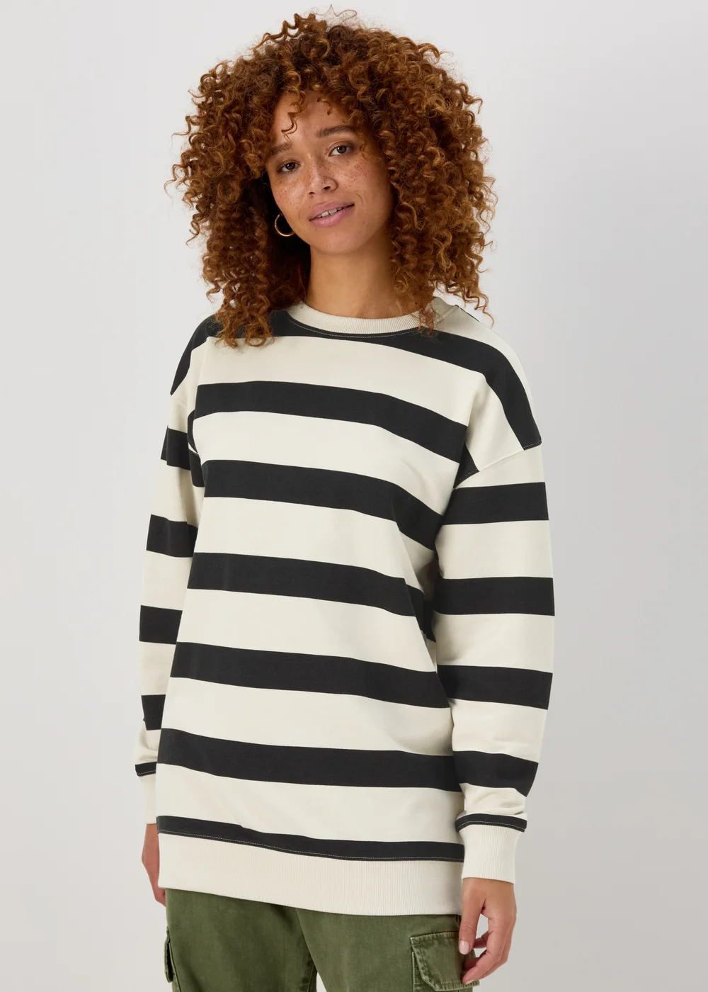 Black & Cream Stripe Sweatshirt - S Image 1