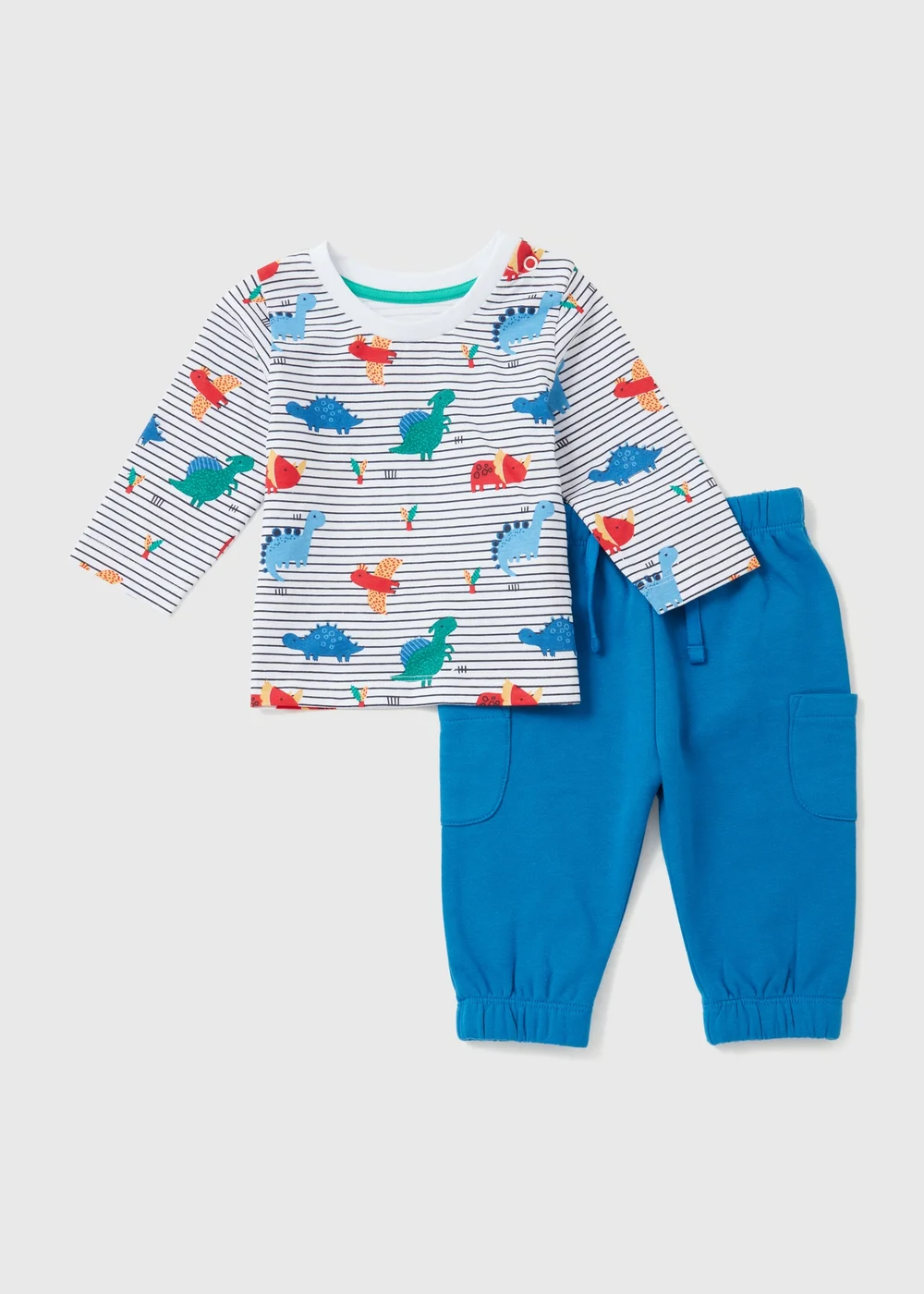 Baby Blue Dino T-Shirt & Cargo Set (Newborn-23mths) - 0-3 months Image 1
