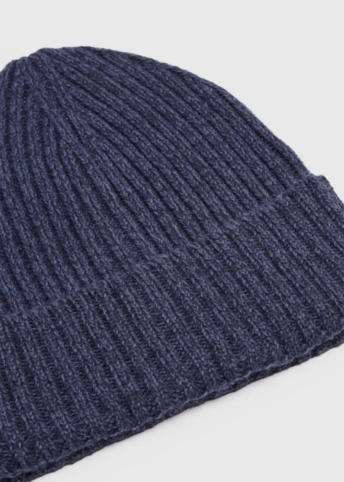 Blue Ribbed Thick Beanie - One Size Image 2