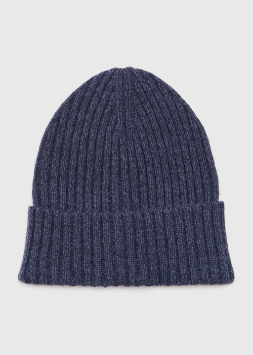 Blue Ribbed Thick Beanie - One Size Image 1
