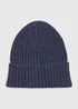 Blue Ribbed Thick Beanie - One Size Image 1