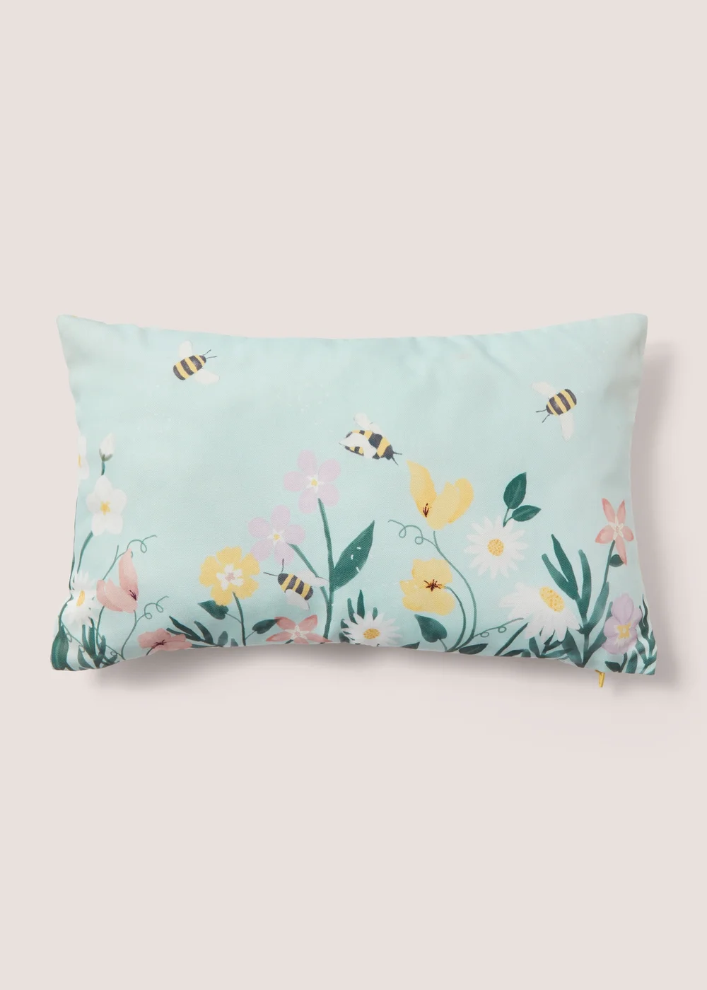 Blue & Yellow Bee Meadow Cushion (30cm x 50cm) Image 1
