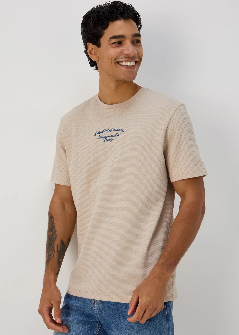 Stone New Truth Stripe Textured T-Shirt - Small Image 1