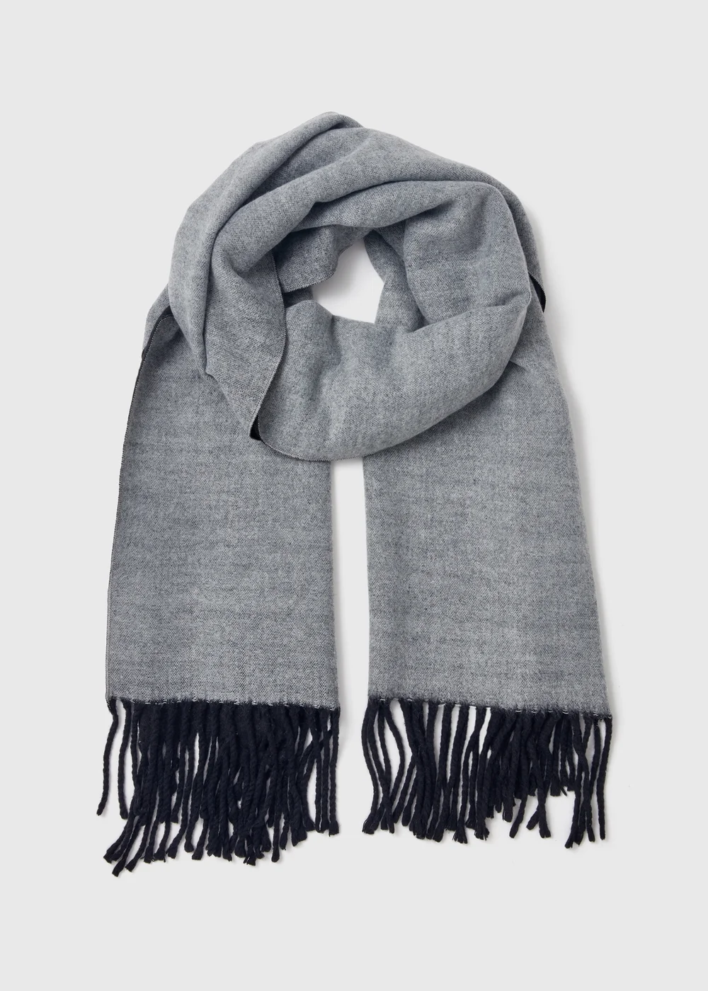 Grey Reversible Tassle Scarf - One Size Image 1