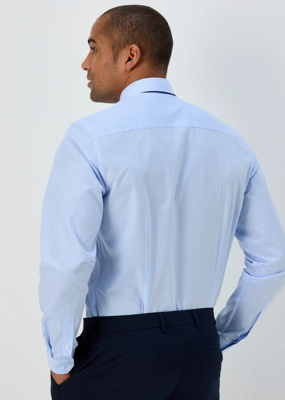 Taylor & Wright Blue Mini Check Slim Fit Shirt & Tie - 15.5 Collar Image 2