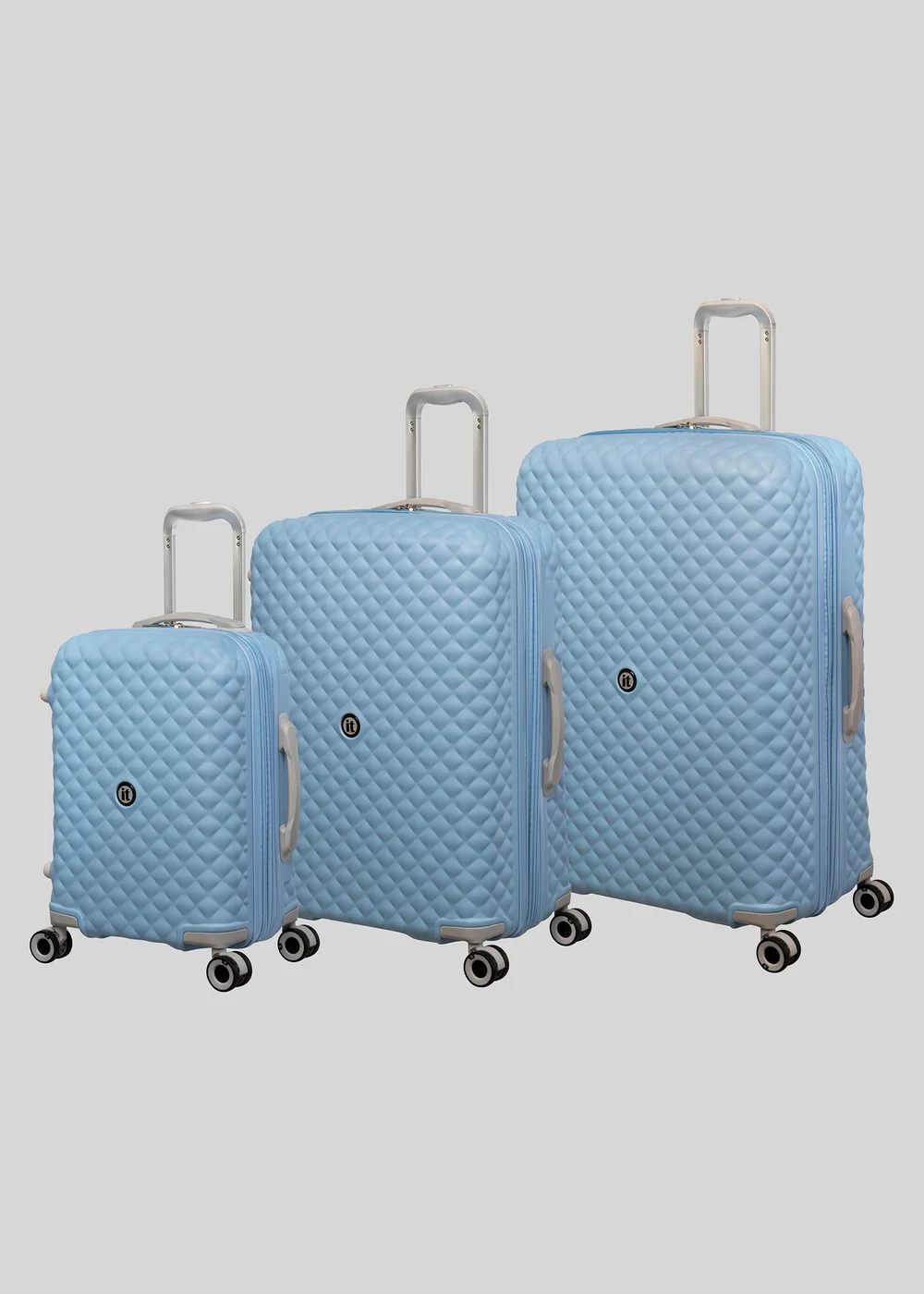 IT Luggage Blue Quilted Suitcase - Cabin Image 1