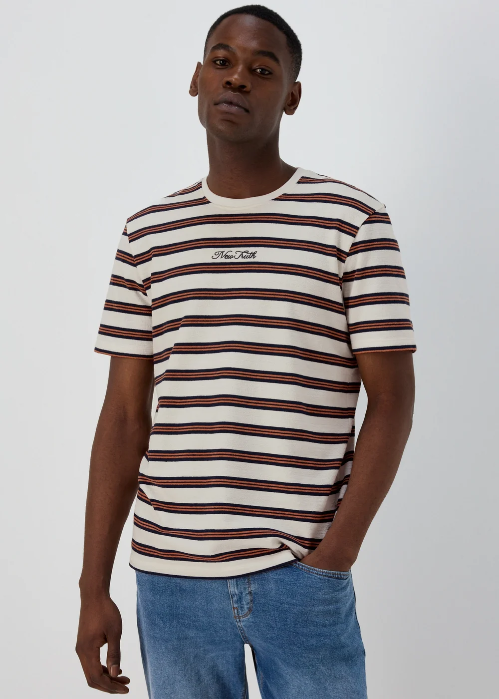 Stone Textured Embroidered T-Shirt - S Image 1