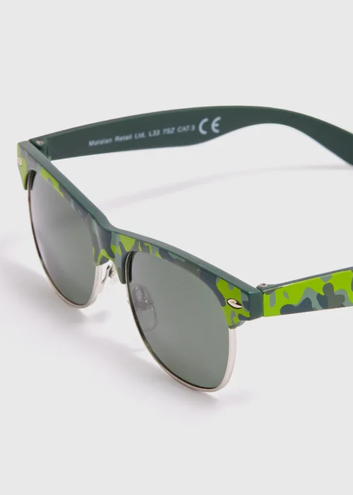 Boys Green Camo Print Sunglasses - One Size Image 2