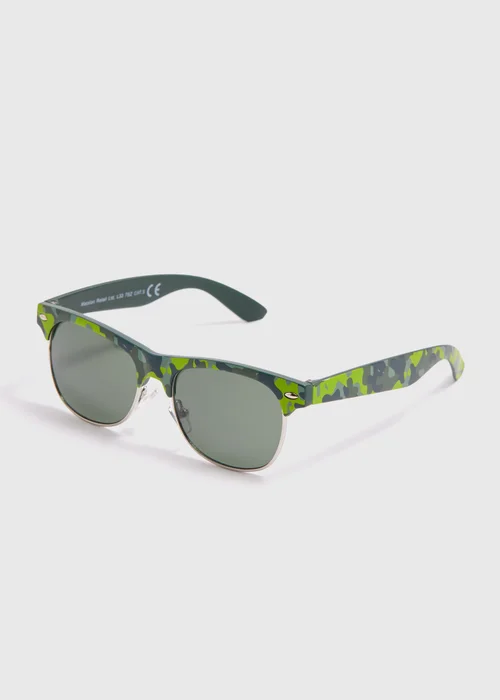 Boys Green Camo Print Sunglasses - One Size Image 1